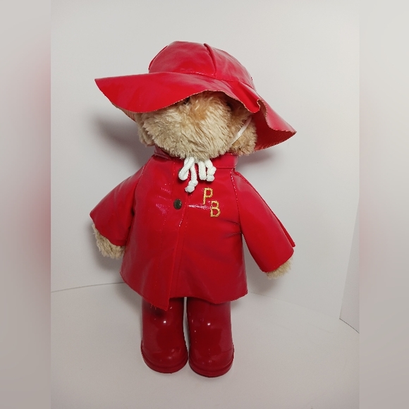 Vintage 1981 Paddington Bear  Stuffed Plush Red Rain Coat Hat By Eden Toys - Picture 1 of 12